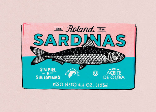 Kökskonst Sardiner retro etikett
