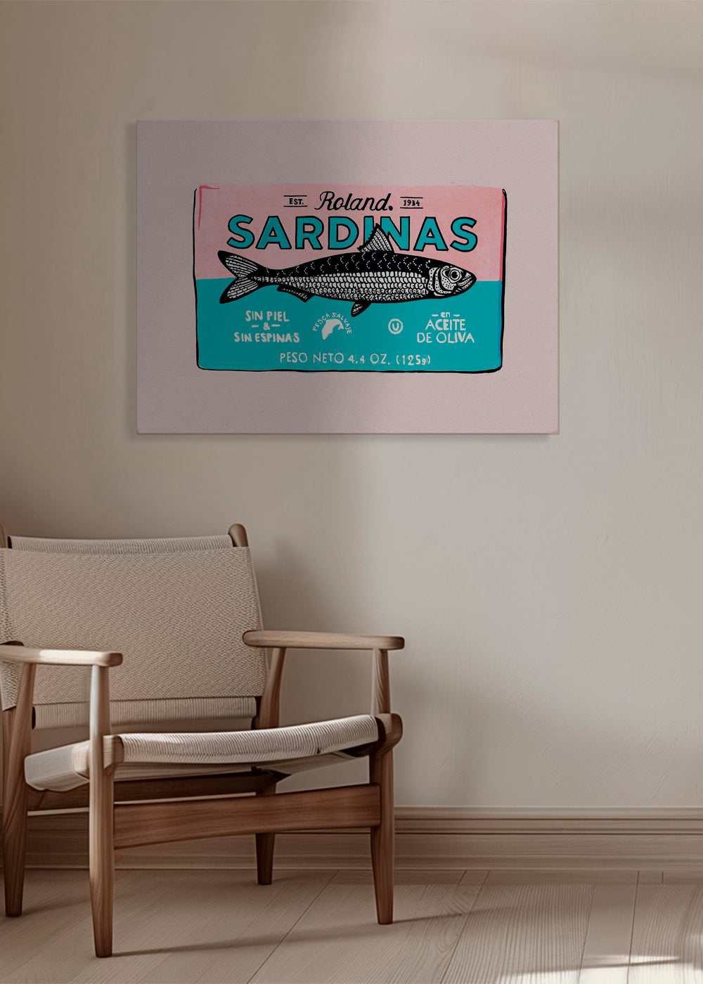 Kökskonst Sardiner retro etikett