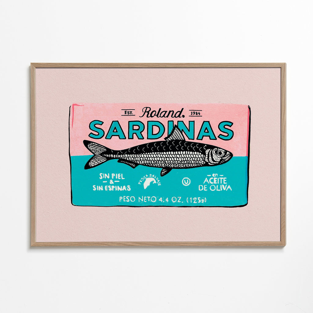 Kökskonst Sardiner retro etikett