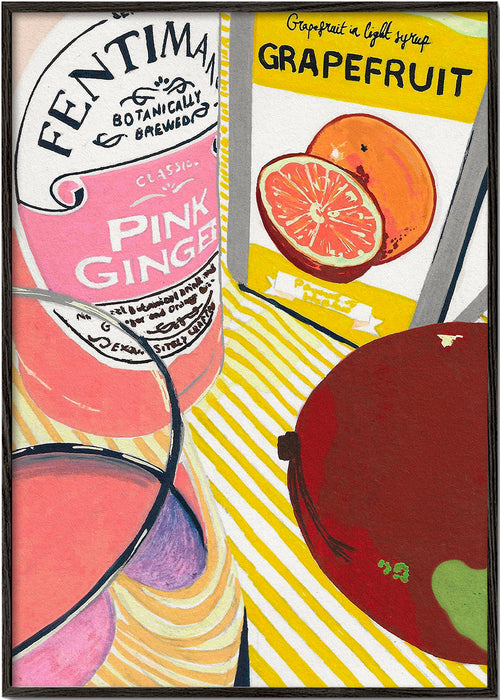 Kökskonst Pink Ginger grapefrukt illustration
