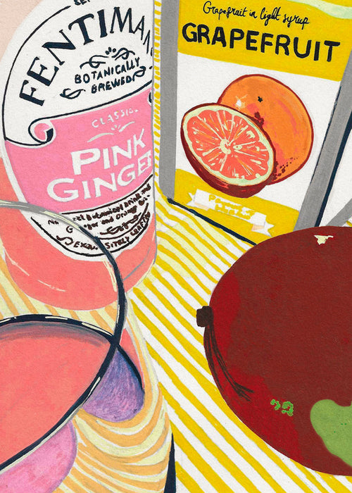 Kökskonst Pink Ginger grapefrukt illustration