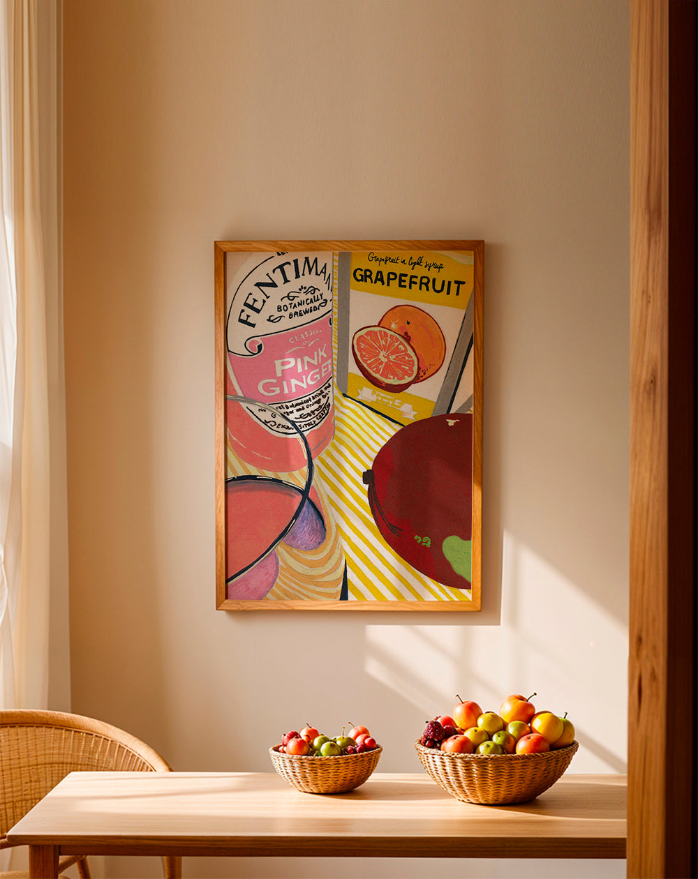 Kökskonst Pink Ginger grapefrukt illustration