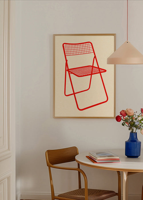 Illustration röd hopfällbar stol