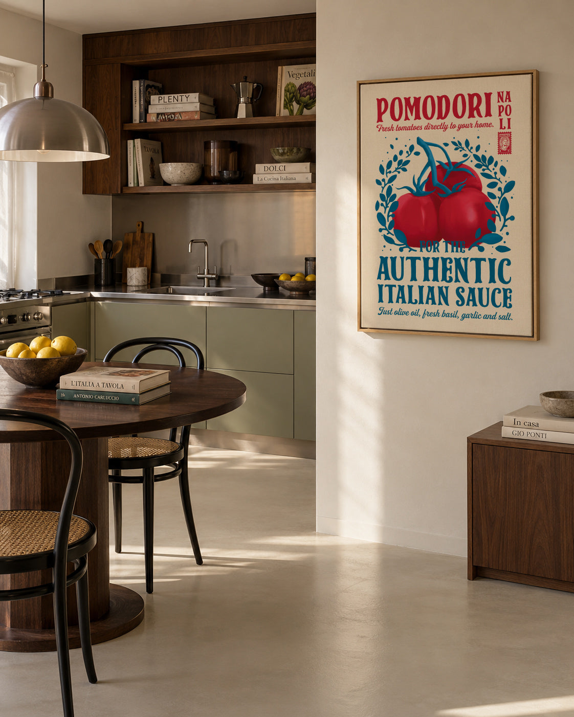 Pomodori Kitchen print - Framed canvas in an interior