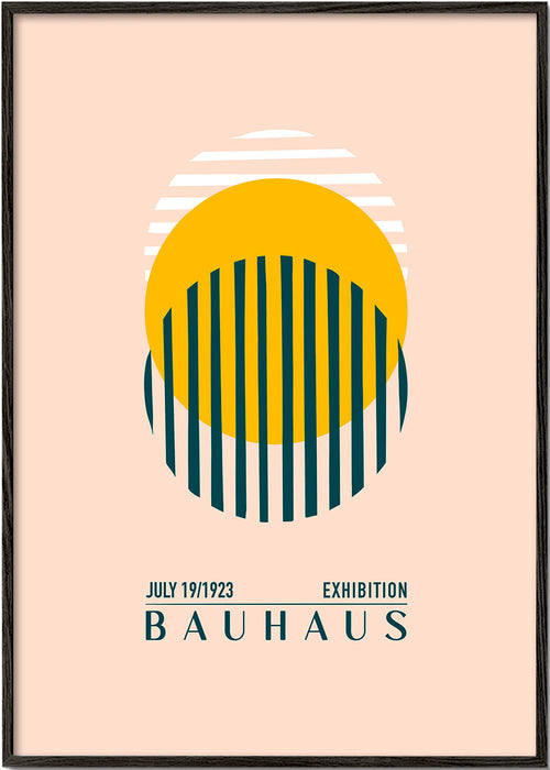 Bauhaus geometrisk illustration med cirkel och ränder
