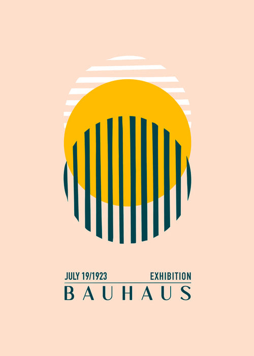 Bauhaus geometrisk illustration med cirkel och ränder