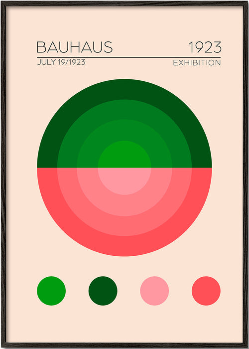Geometrisk poster Bauhaus grön och rosa cirkel