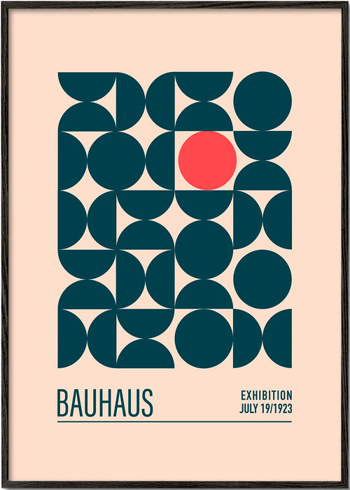 Bauhaus geometriskt poster med röd cirkel