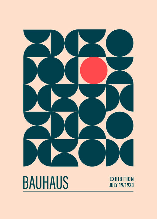 Bauhaus geometriskt poster med röd cirkel