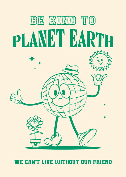 Illustration planet med miljöbudskap