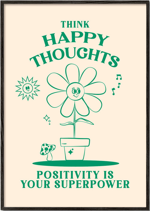 Illustration leende blomma med positiv text