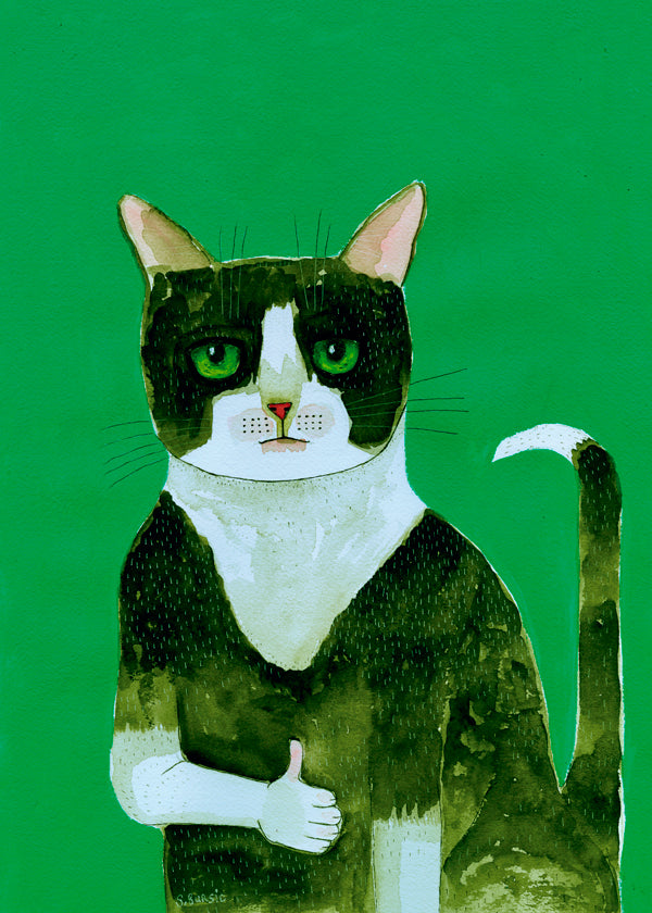 Tuxedo kattkonst med tumme upp