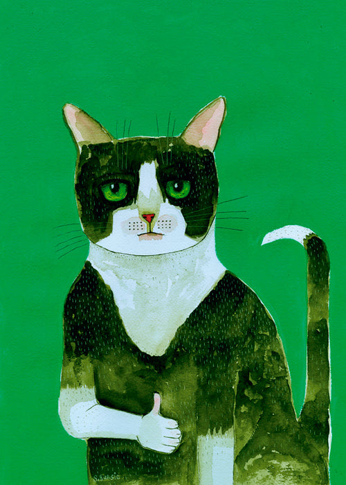 Tuxedo kattkonst med tumme upp