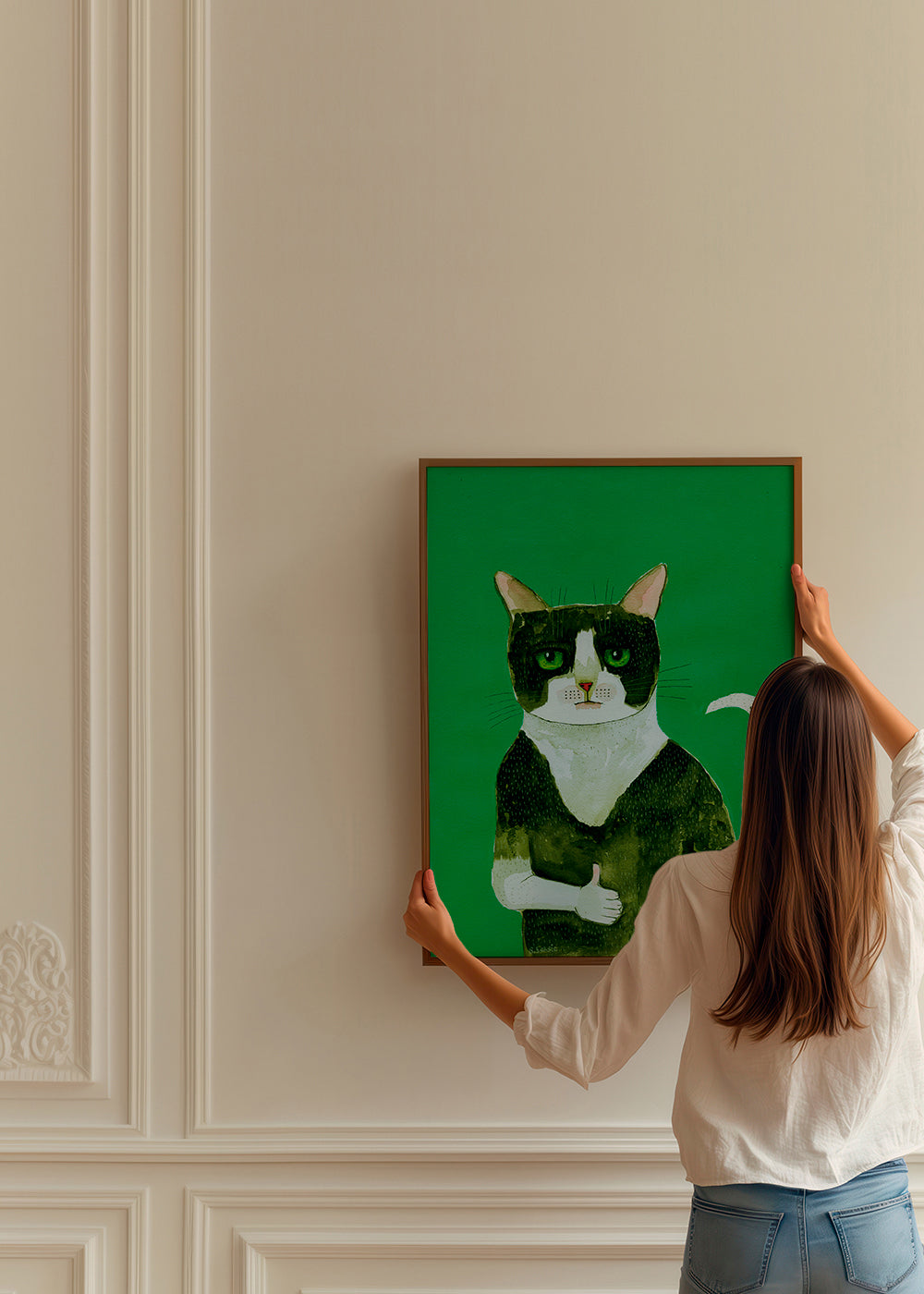 Tuxedo kattkonst med tumme upp