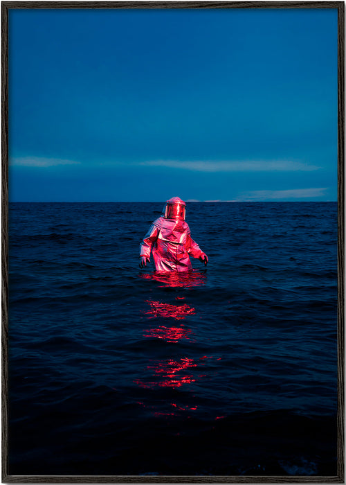 Landskapskonst med astronaut i havet