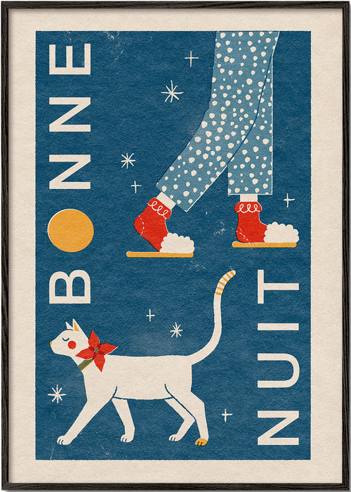 Kattillustration nattmotiv