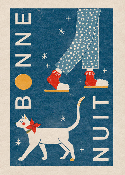 Kattillustration nattmotiv