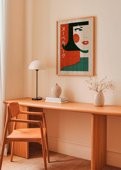 Illustration japanskinspirerat geometriskt ansikte