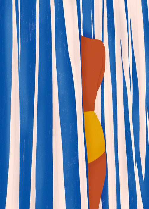 Illustration sommar-siluett mellan ränder
