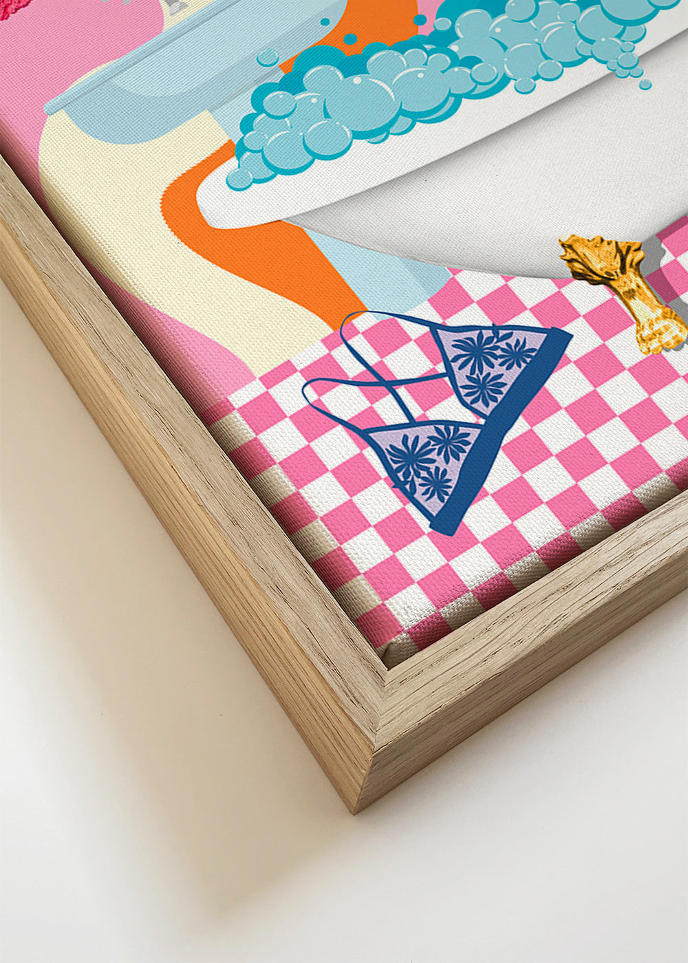 Pop-illustration med badkar och discokula