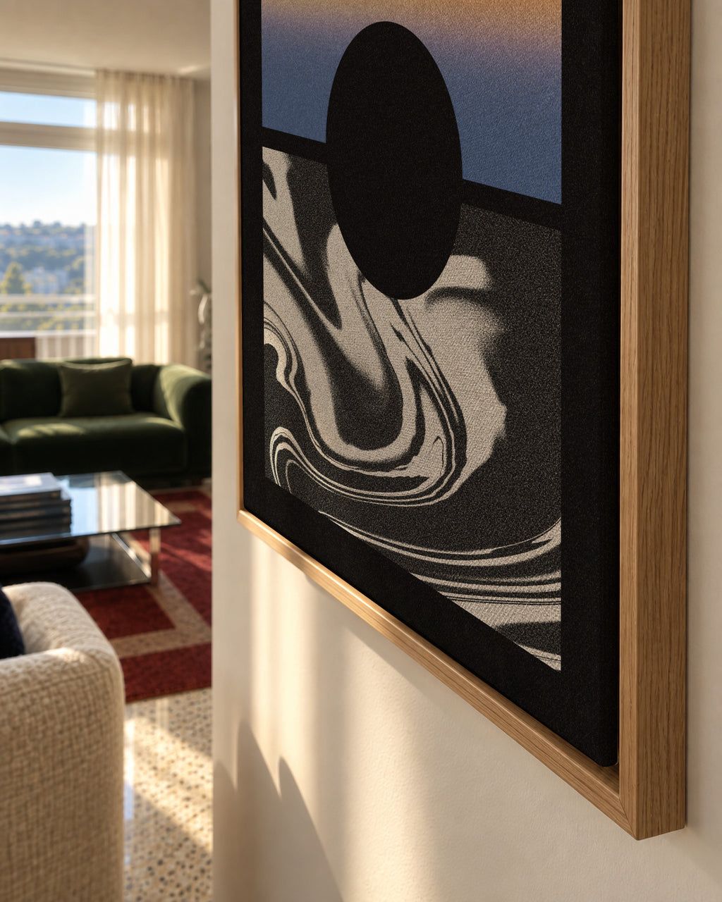 Black Worm Hole Gradient - Framed canvas detail