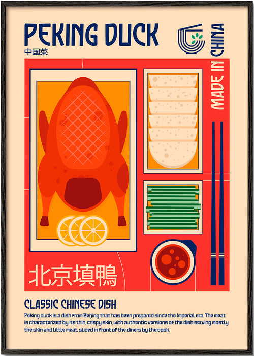 Kökskonst Peking Duck retroillustration