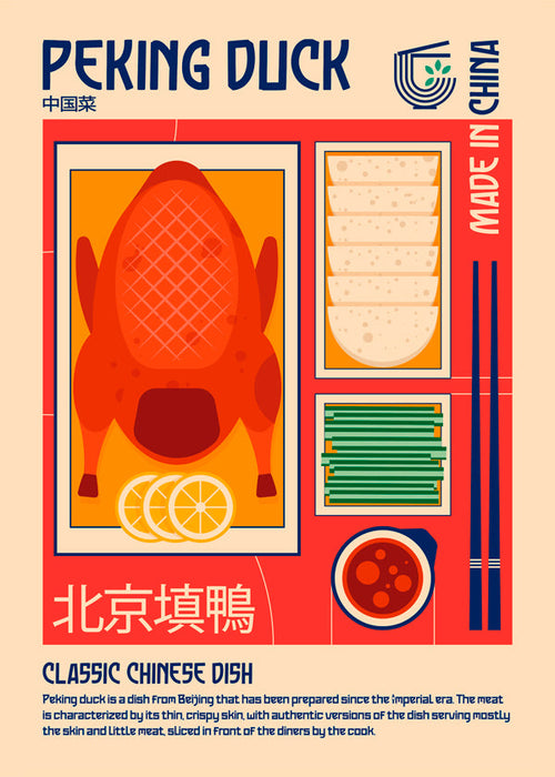 Kökskonst Peking Duck retroillustration