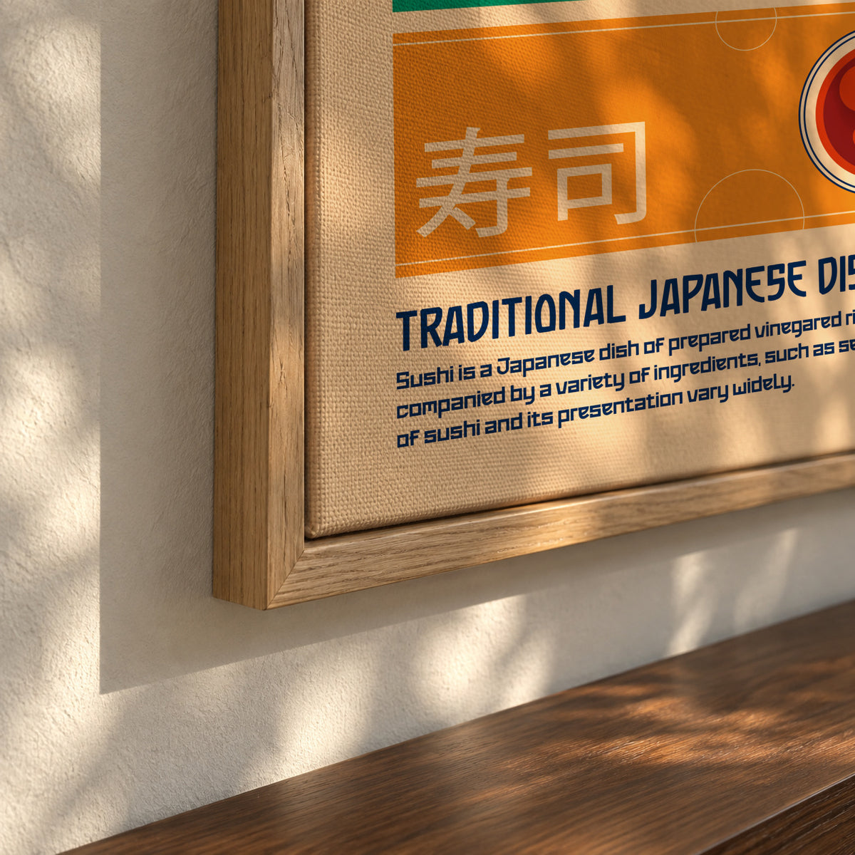 Sushi Japanese Food Print - Framed canvas detail