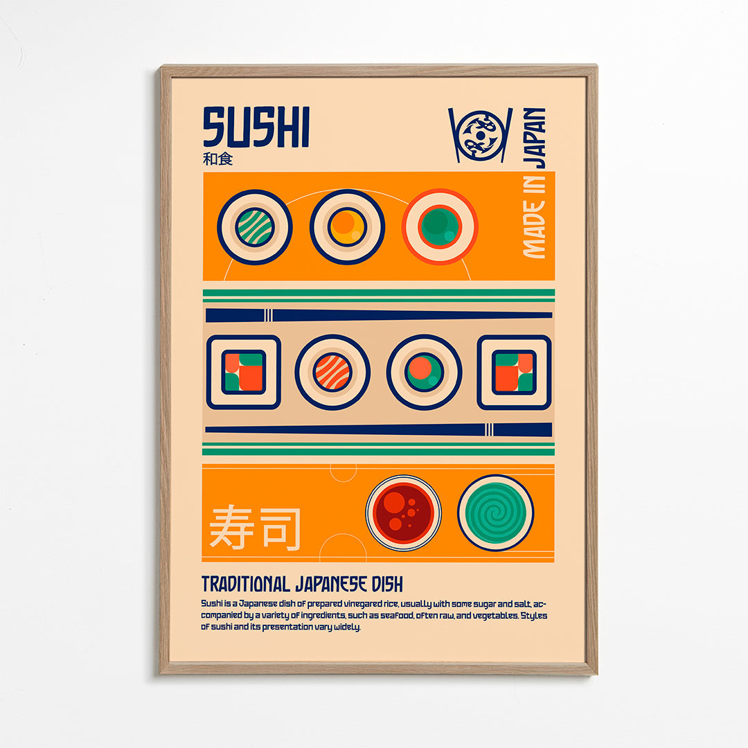 Kökskonst Sushi grafisk affisch