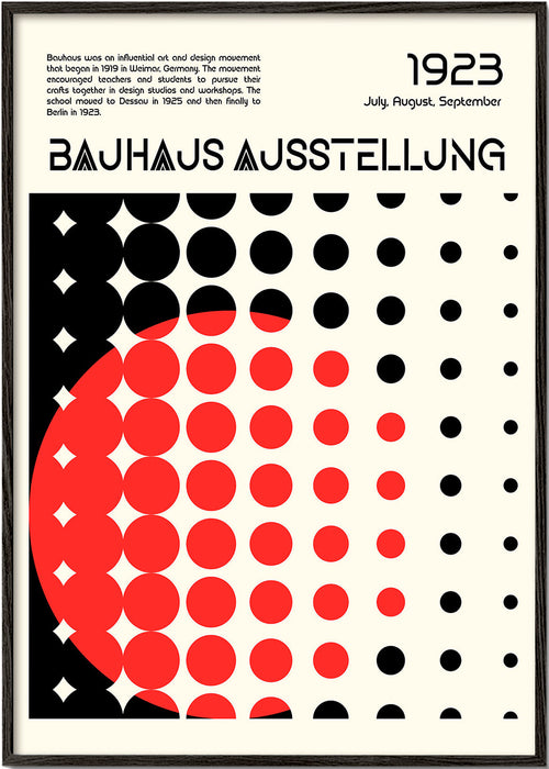 Geometrisk Bauhaus-poster med röda halvcirklar