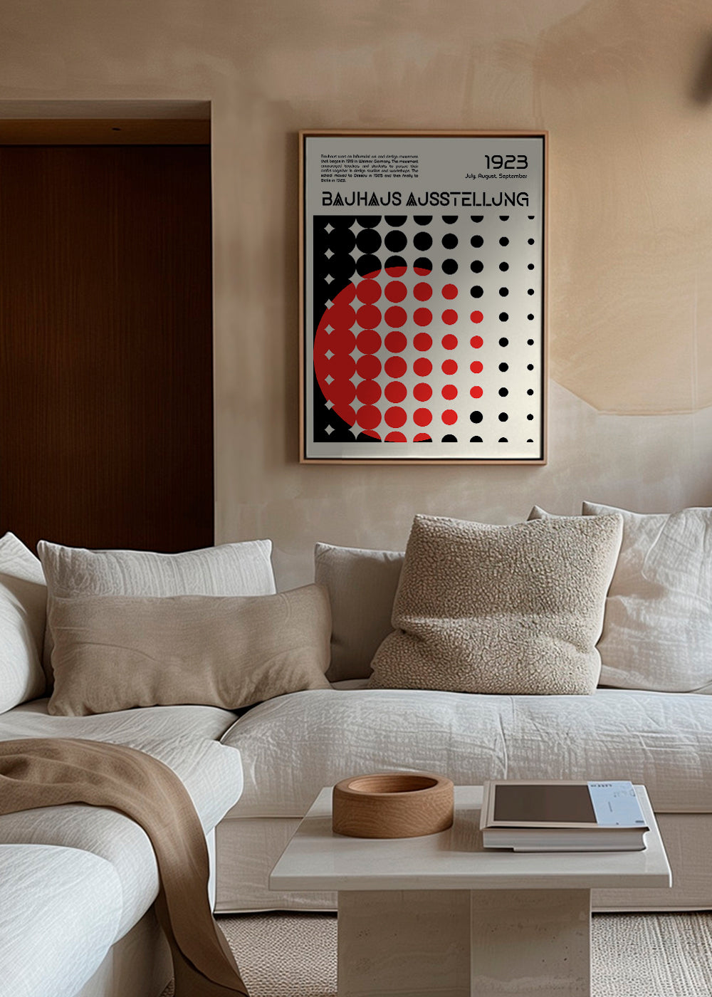 Geometrisk Bauhaus-poster med röda halvcirklar