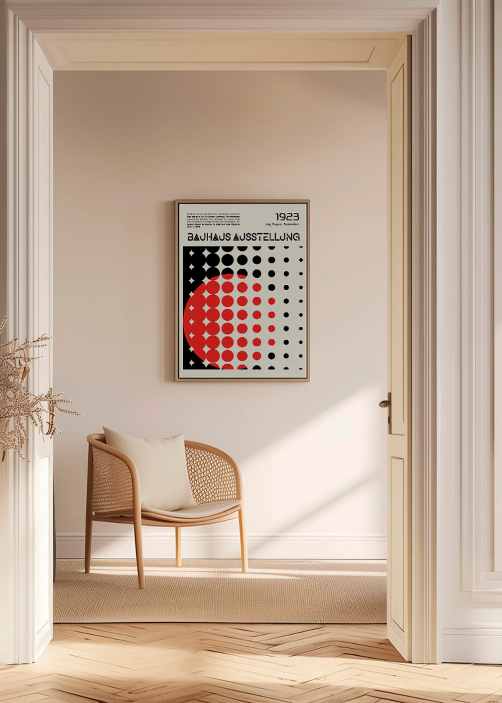Geometrisk Bauhaus-poster med röda halvcirklar