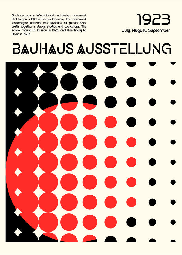 Geometrisk Bauhaus-poster med röda halvcirklar