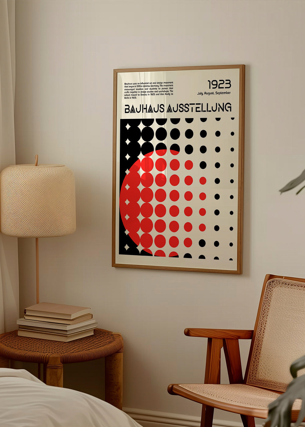 Geometrisk Bauhaus-poster med röda halvcirklar