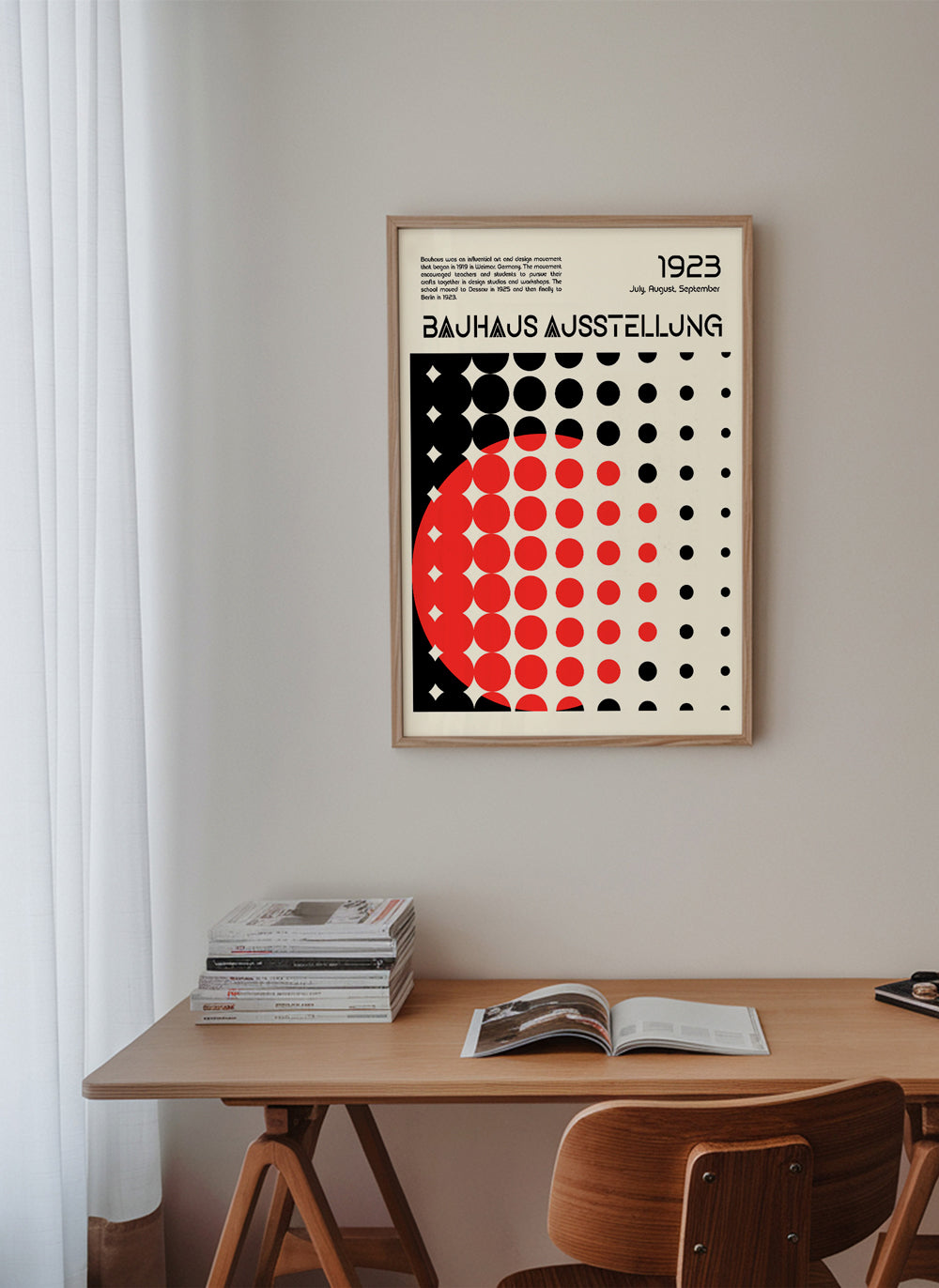 Geometrisk Bauhaus-poster med röda halvcirklar