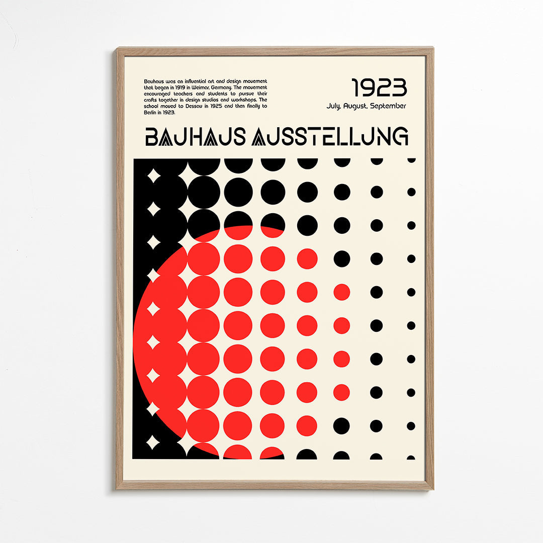 Geometrisk Bauhaus-poster med röda halvcirklar
