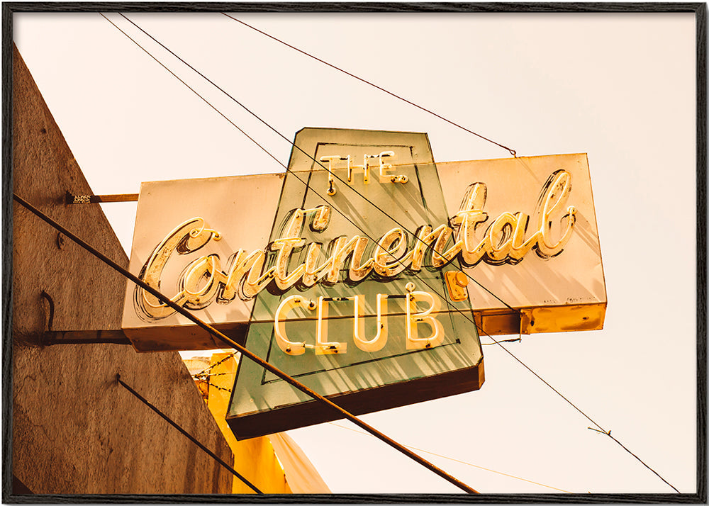 Vintage affisch neonskylt på fasaden Continental Club