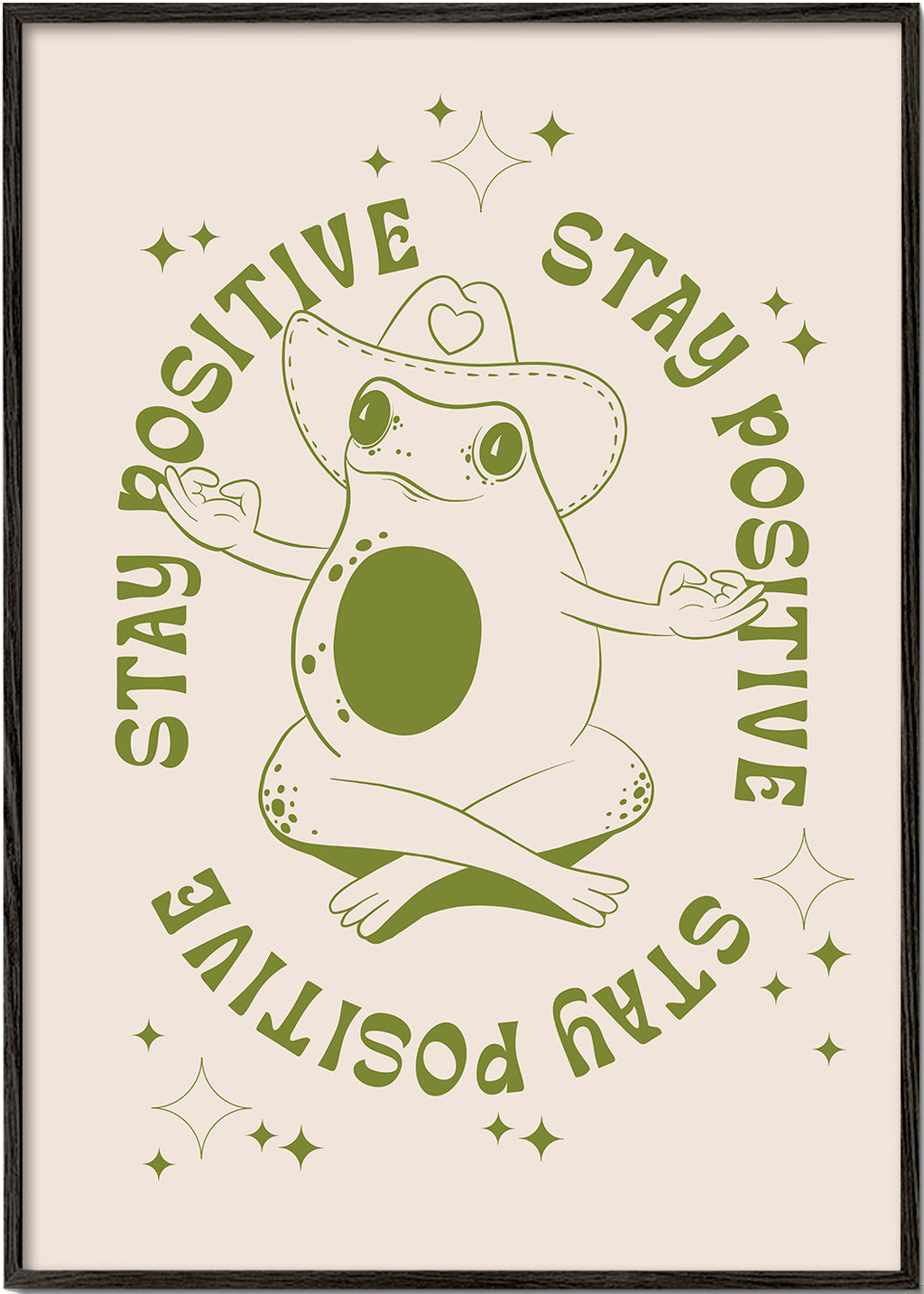 Illustration groda med positiv text