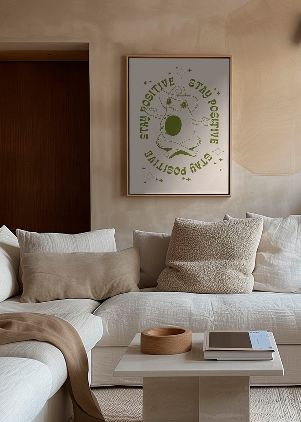 Illustration groda med positiv text