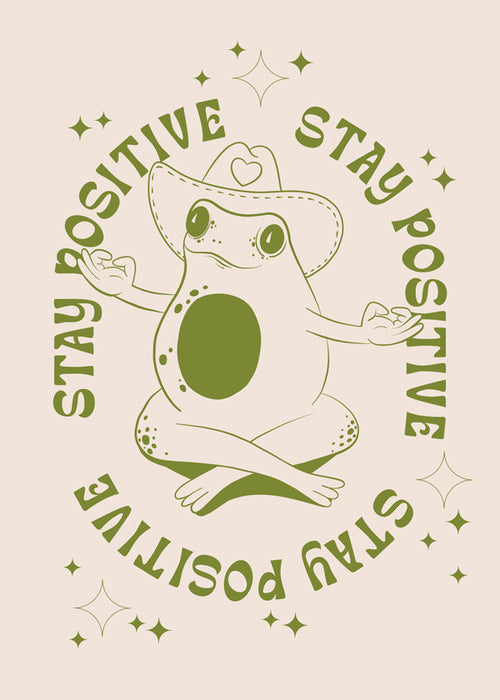 Illustration groda med positiv text
