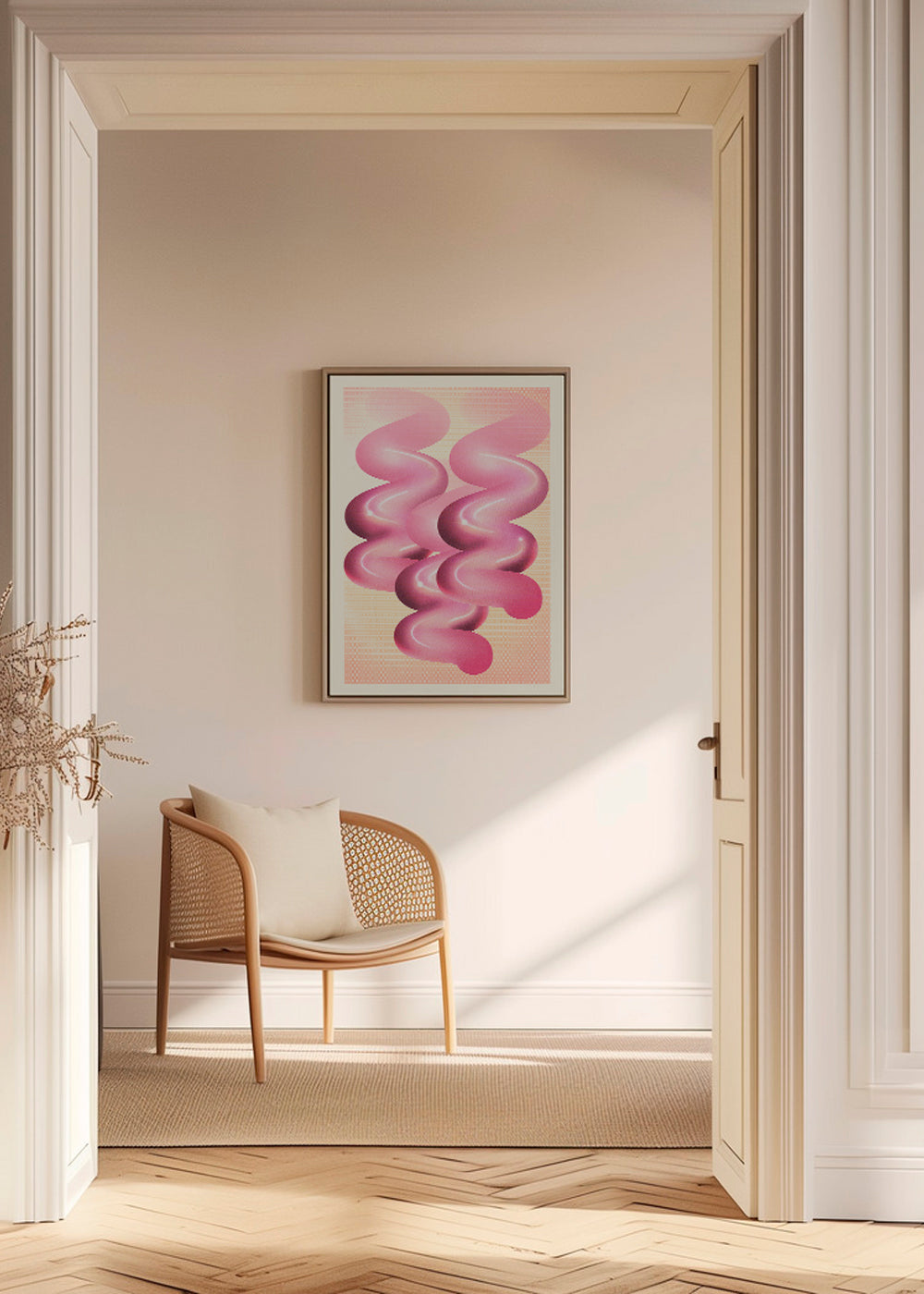 Vintage affisch rosa spiraler