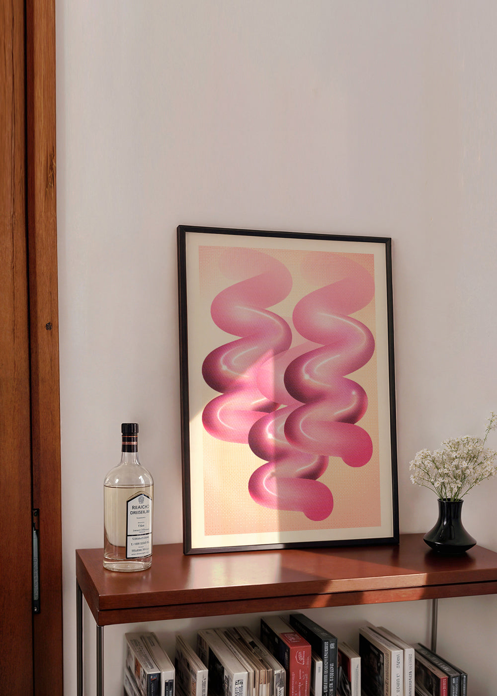 Vintage affisch rosa spiraler