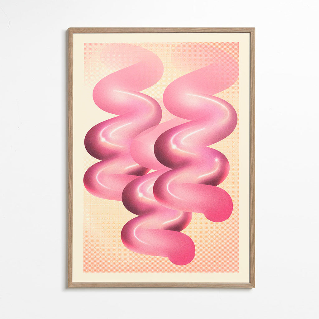 Vintage affisch rosa spiraler