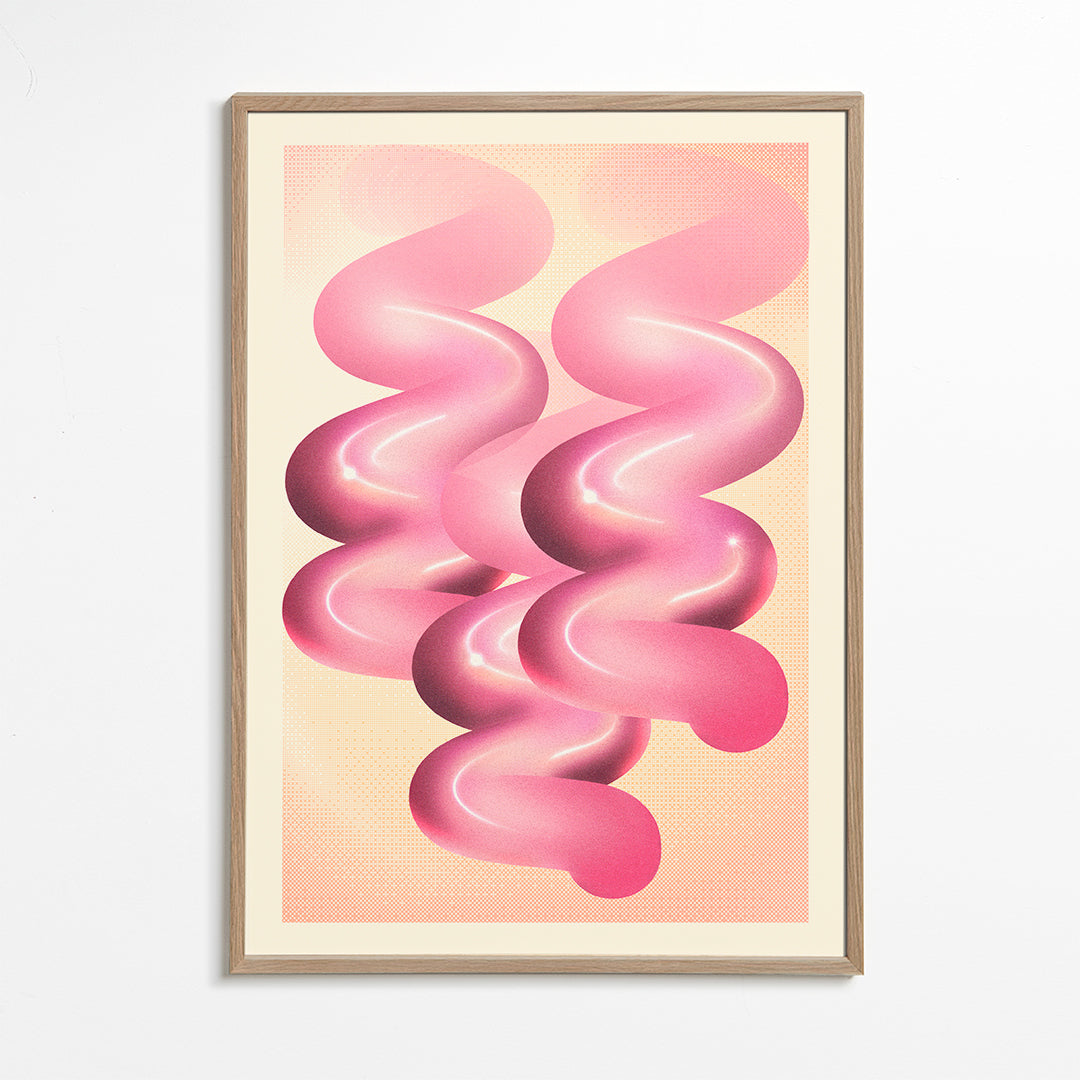 Vintage affisch rosa spiraler