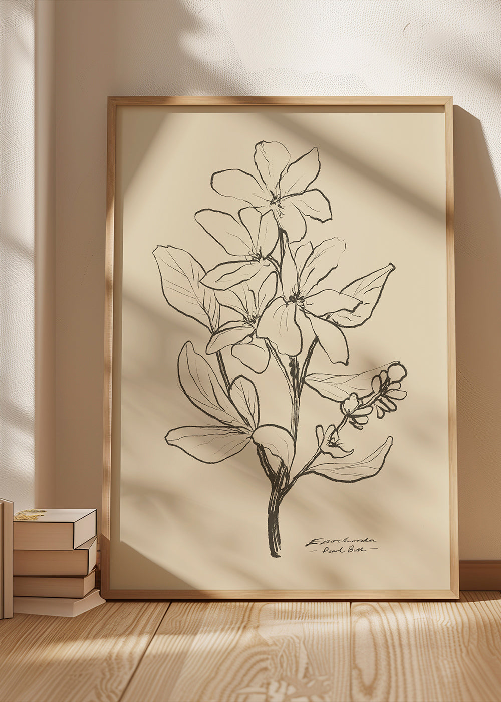 Botaniskt tryck — linjeflor-skiss