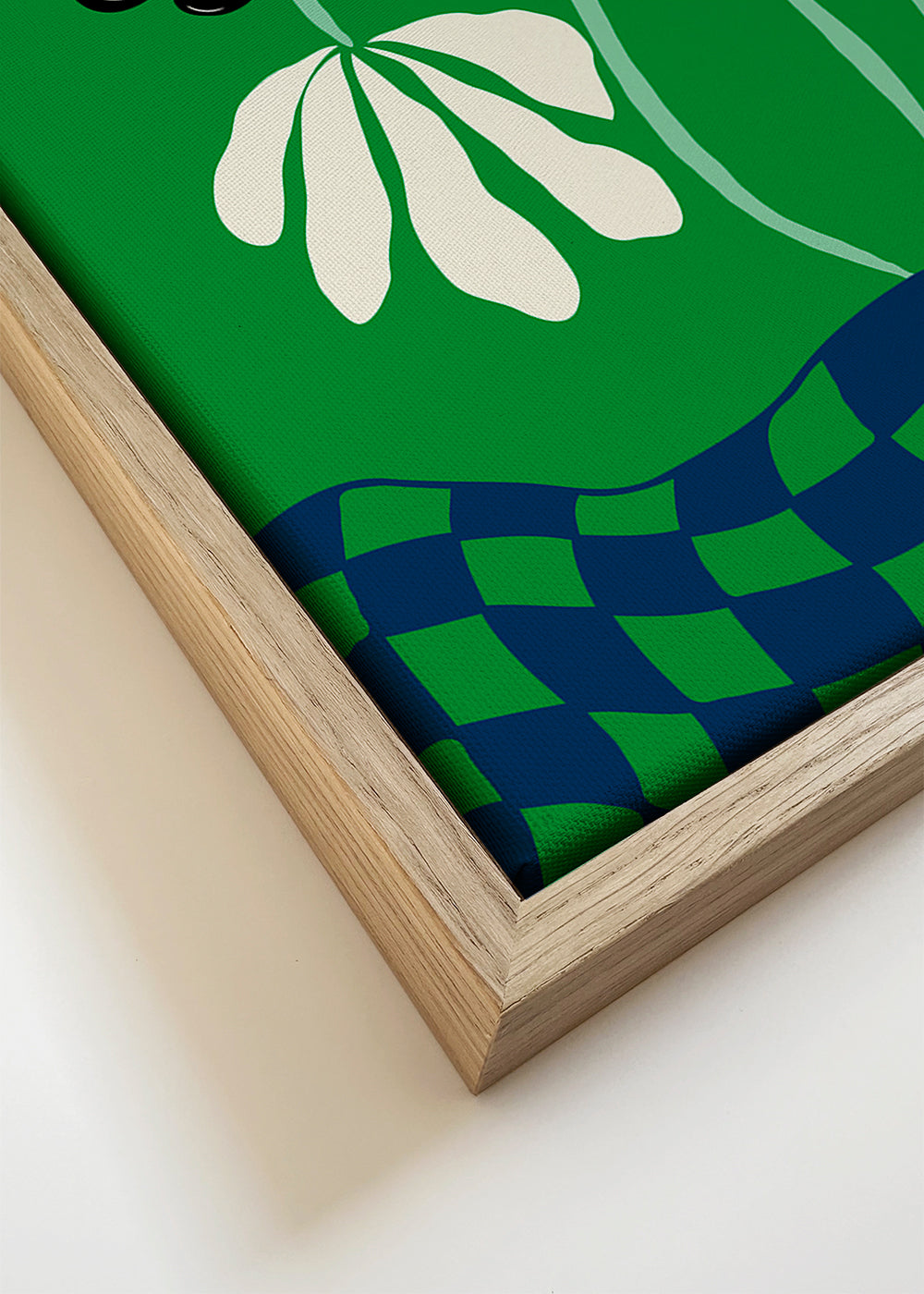 Botanisk poster: blå grafisk blomma på grönt