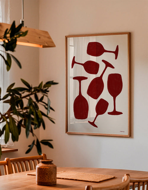 Kökskonst röda vinglas minimalistisk