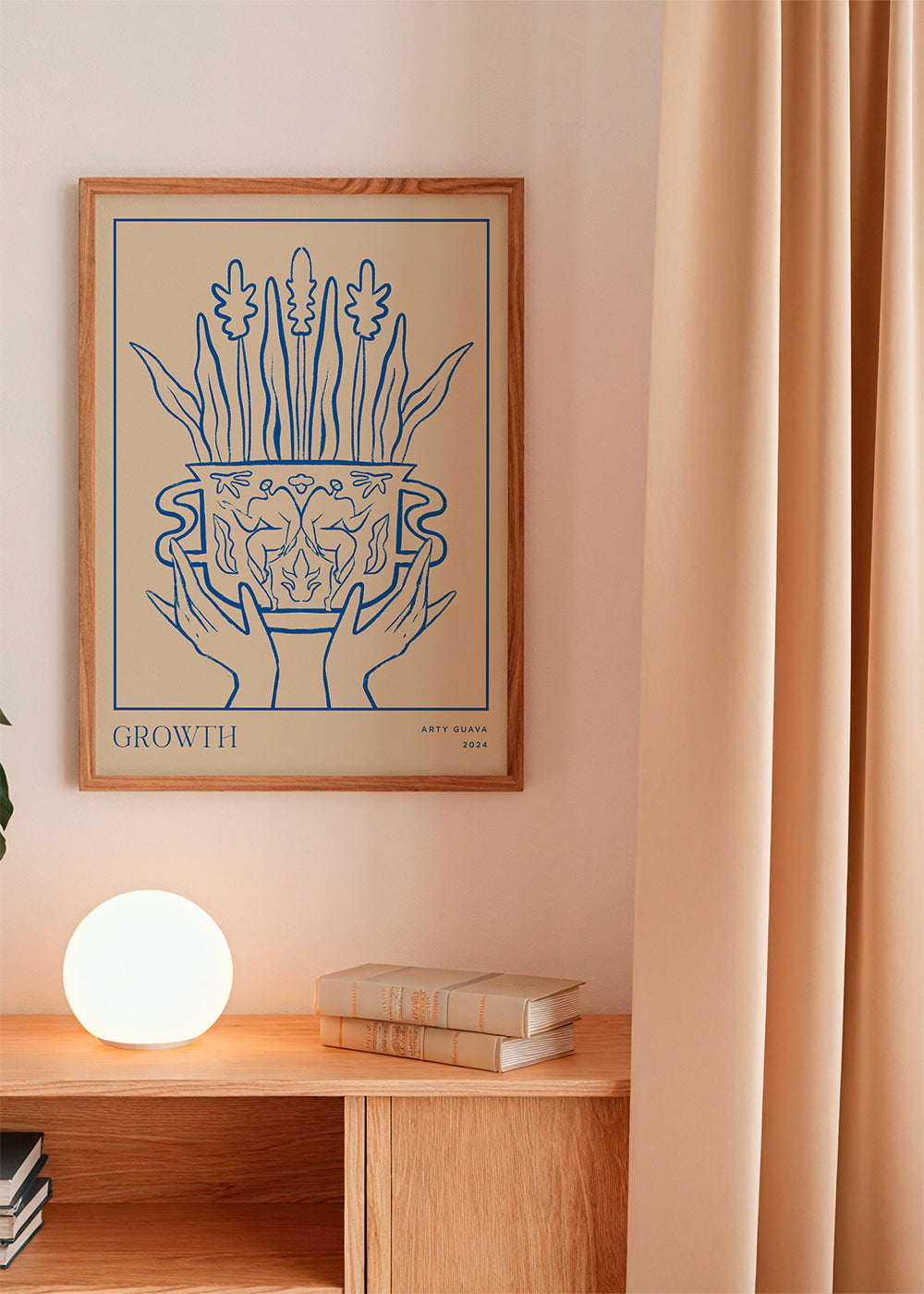 Botanisk poster Growth i blå linje