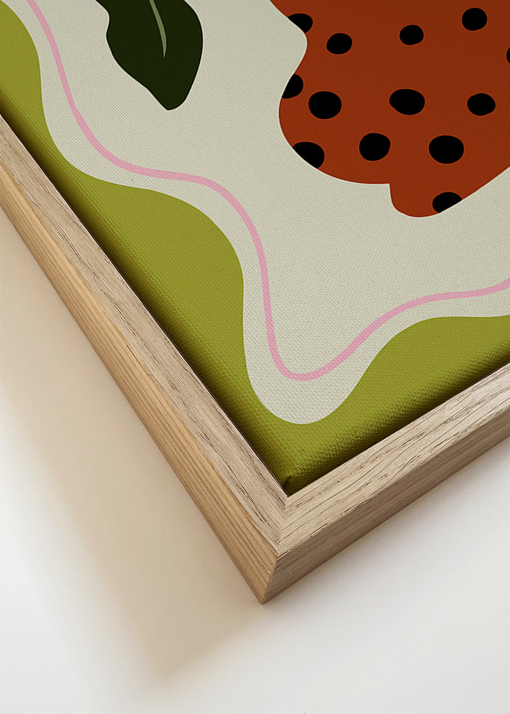 Botanisk poster med rosa blomma och prickig vas