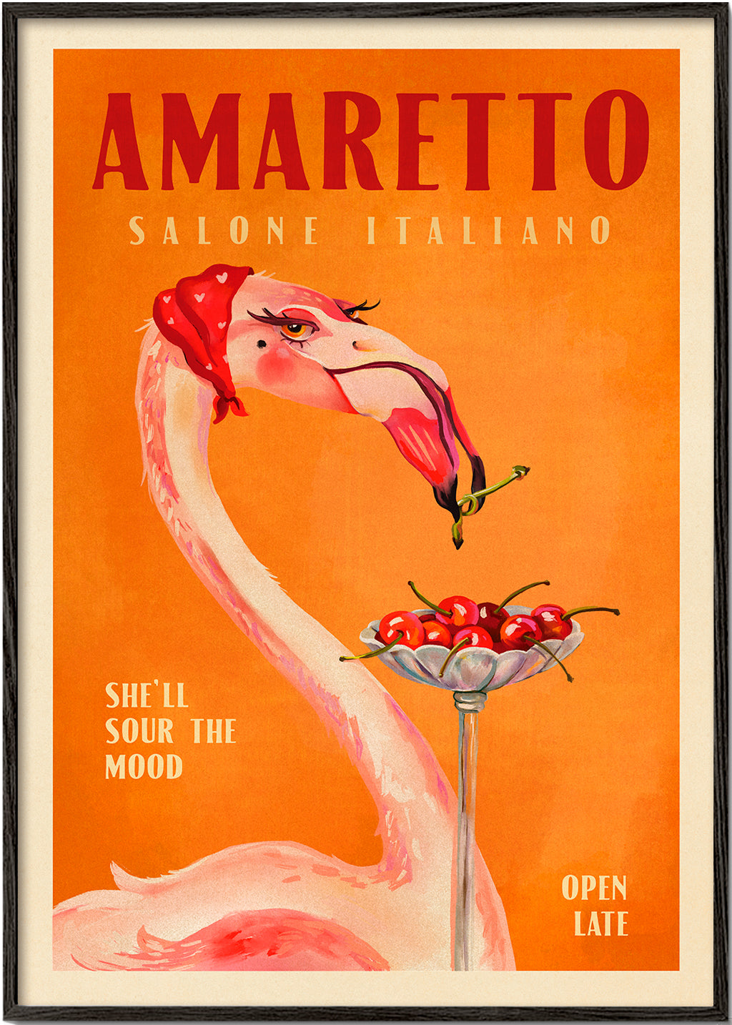 Kökskonst vintage med flamingo och cocktail